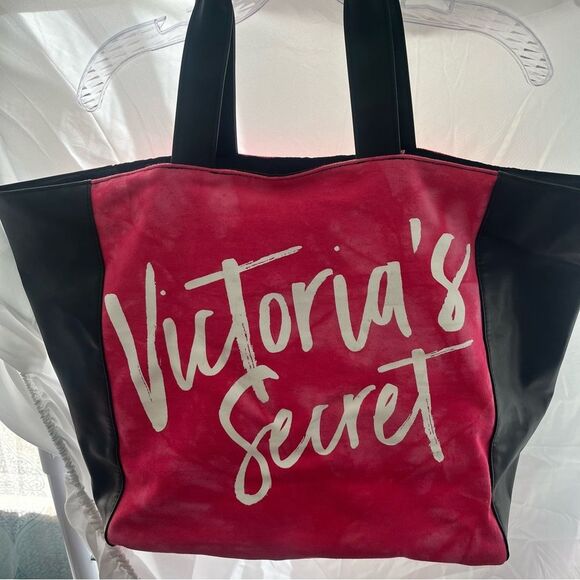 Victoria's Secret Handbags - Victoria's Secret Bold Pink and Black Tote